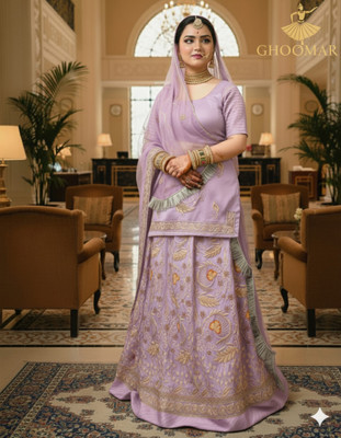 BHERVA TEX FASHION Embroidered Semi Stitched Rajputi Poshak(Purple)