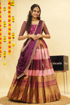 Fabcartz Self Design Semi Stitched Lehenga Choli(Pink)