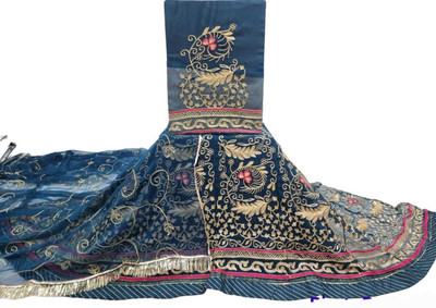 Wolvox Embroidered Semi Stitched Rajasthani Poshak(Blue)