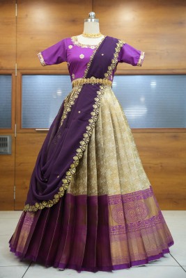 Fabcartz Self Design Semi Stitched Lehenga Choli(Purple)