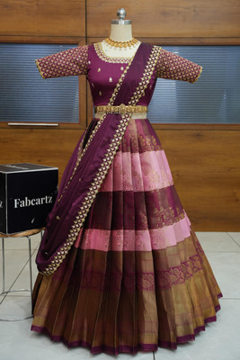Fabcartz Self Design Semi Stitched Lehenga Choli(Pink)