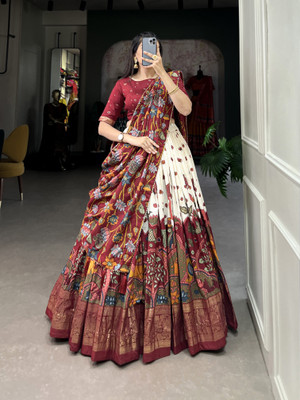 NTraditions Floral Print Semi Stitched Lehenga Choli(Multicolor)