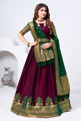 DD's creation Embellished Semi Stitched Lehenga Choli(Maroon)