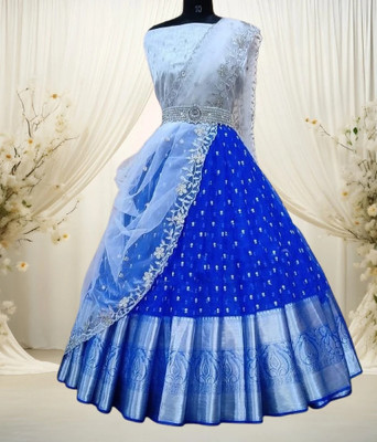 KASHTBHANJAN CRETION Self Design Semi Stitched Lehenga Choli(Blue)