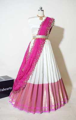 Fabcartz Self Design Semi Stitched Lehenga Choli(Pink)