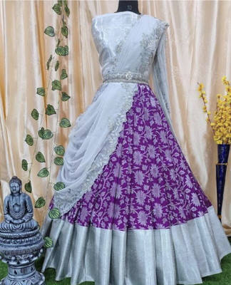 HOUSE OF COMMON Self Design Semi Stitched Lehenga Choli(Purple)