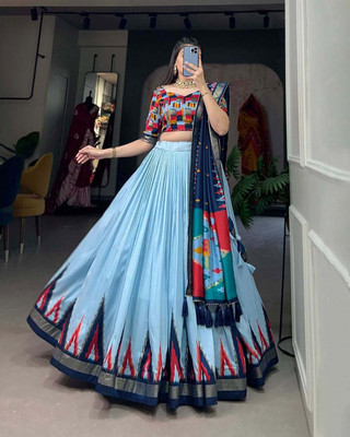 AAYUSHYAM ENTERPRISE Self Design Semi Stitched Lehenga Choli(Blue)