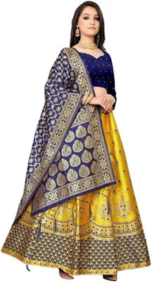 SWAMI STUDIO Embroidered Semi Stitched Lehenga Choli(Gold)