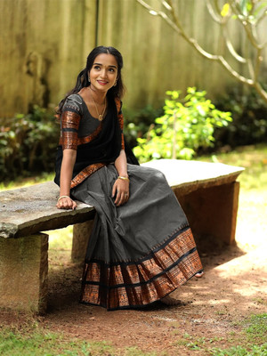 HOUSE OF COMMON Solid, Embroidered Semi Stitched Lehenga Choli(Grey, Black)