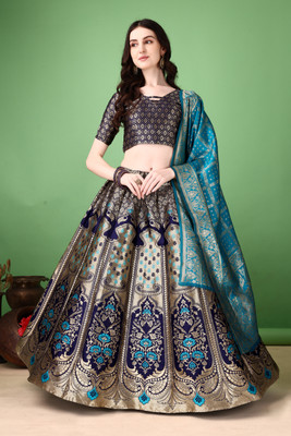 SWAMI STUDIO Self Design Semi Stitched Lehenga Choli(Blue)