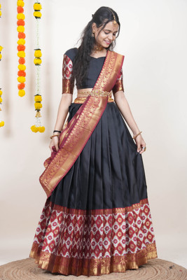 SHREE CREATION Self Design Semi Stitched Lehenga Choli(Black)
