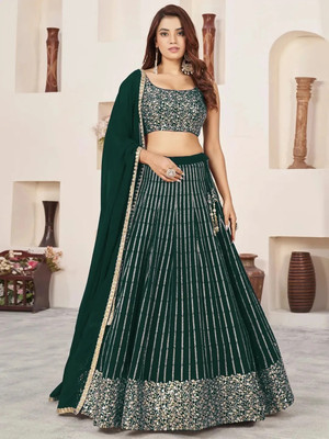 MAABHAVANI CREATION Embroidered Semi Stitched Lehenga Choli(Light Blue)