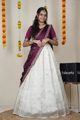 Fabcartz Self Design Semi Stitched Lehenga Choli(Purple)