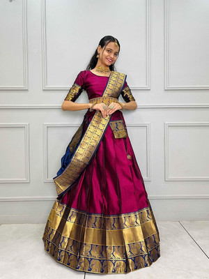 Fabcartz Embellished Semi Stitched Lehenga Choli(Purple)