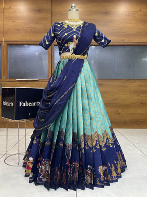 Fabcartz Self Design Semi Stitched Lehenga Choli(Multicolor)