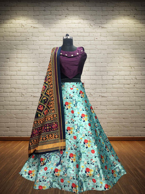 kaizen texo fab Digital Print Semi Stitched Lehenga Choli(Multicolor)