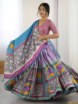 Shopbox Store Printed Semi Stitched Lehenga Choli(Multicolor)