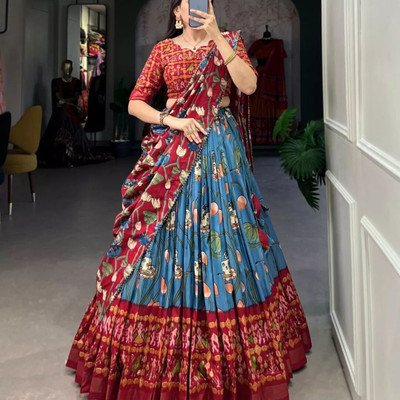 MITRABIZ Self Design Semi Stitched Lehenga Choli(Light Blue)