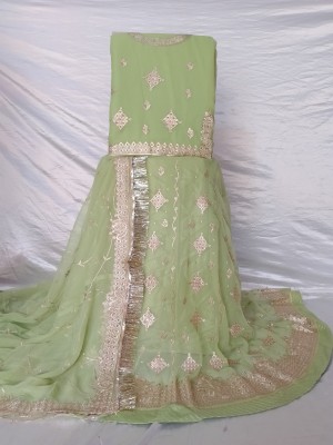 V And V Shop Embroidered Semi Stitched Rajasthani Poshak(Green)