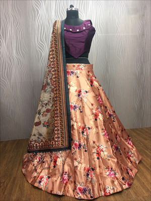 KAHIRAA WHOLETEX Digital Print Semi Stitched Lehenga Choli(Multicolor)