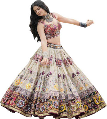 CLOA Floral Print Semi Stitched Lehenga Choli(Multicolor)