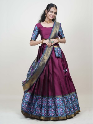 SHREE CREATION Self Design Semi Stitched Lehenga Choli(Purple)