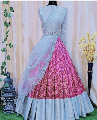 kashtbhanjan creation Self Design Semi Stitched Lehenga Choli(Pink)