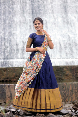 MR Y Self Design Semi Stitched Lehenga Choli(Dark Blue)