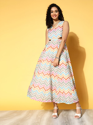 SEIKETSU Printed Semi Stitched Lehenga Choli(White)