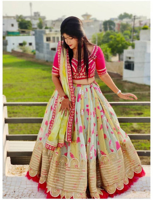 Aptex Self Design Semi Stitched Lehenga Choli(Multicolor)