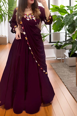 HOUSE OF COMMON Embellished Semi Stitched Lehenga Choli(Purple)