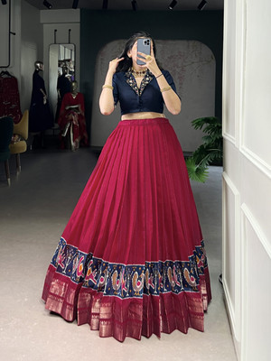 LookNbook art Printed Stitched Lehenga Choli(Pink)