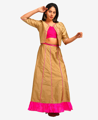 Dwears Embellished Stitched Lehenga with Jacket(Gold)