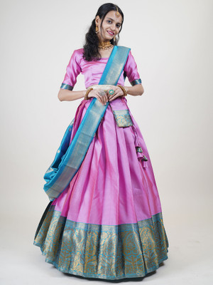 SHREE CREATION Self Design Semi Stitched Lehenga Choli(Pink)