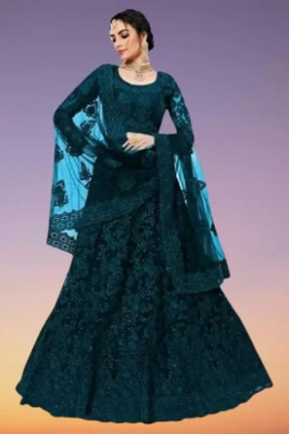 AADITASYA Embroidered Semi Stitched Lehenga Choli(Light Blue)