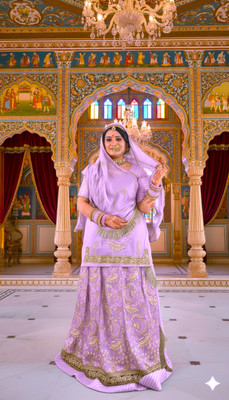bherva tex Embroidered Semi Stitched Rajputi Poshak(Purple)