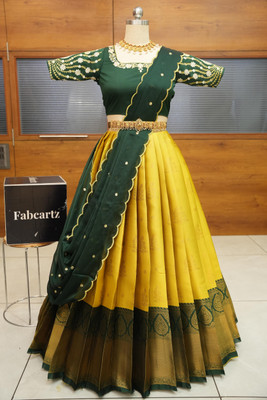 Sonu Creation Self Design Semi Stitched Lehenga Choli(Yellow)