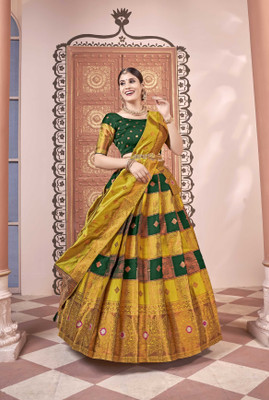Sonu Creation Self Design Semi Stitched Lehenga Choli(Yellow)