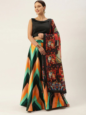 KAHIRAA WHOLETEX Digital Print Semi Stitched Lehenga Choli(Multicolor)