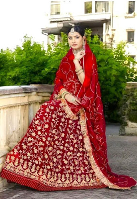 SHRIHARI BUSINESS Embroidered Semi Stitched Rajputi Poshak(Red)
