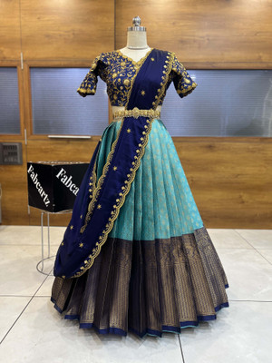 MR Y Printed Semi Stitched Lehenga Choli(Blue)