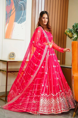 legecyethinc Embroidered Semi Stitched Lehenga Choli(Red)
