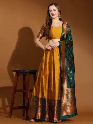 SEMORE Self Design Semi Stitched Lehenga Choli(Yellow)