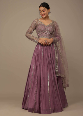 FAB WINDOW Embellished Semi Stitched Lehenga Choli(Pink)