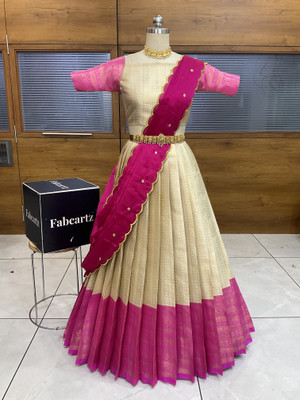 SHREE CREATION Self Design Semi Stitched Lehenga Choli(Pink)