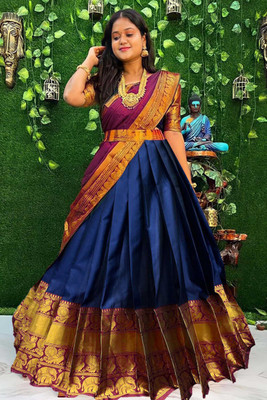 SHREE CREATION Self Design Semi Stitched Lehenga Choli(Dark Blue)