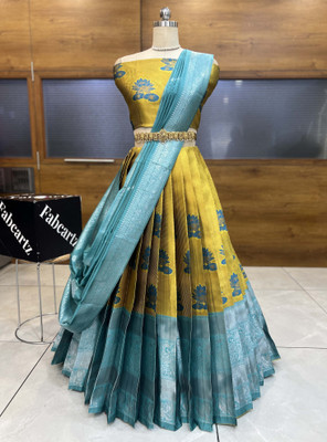 SHREE CREATION Printed Semi Stitched Lehenga Choli(Yellow)