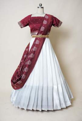 Fabcartz Self Design Semi Stitched Lehenga Choli(Maroon)