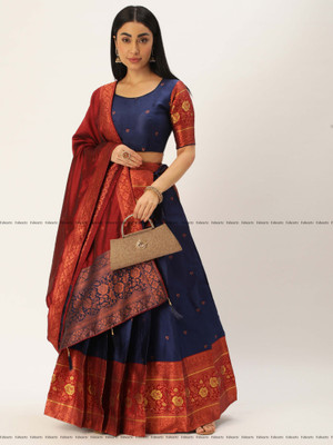 SHREE CREATION Self Design Semi Stitched Lehenga Choli(Dark Blue)