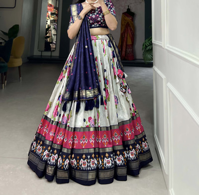 Zinsy Creation Printed Semi Stitched Lehenga Choli(Dark Blue)